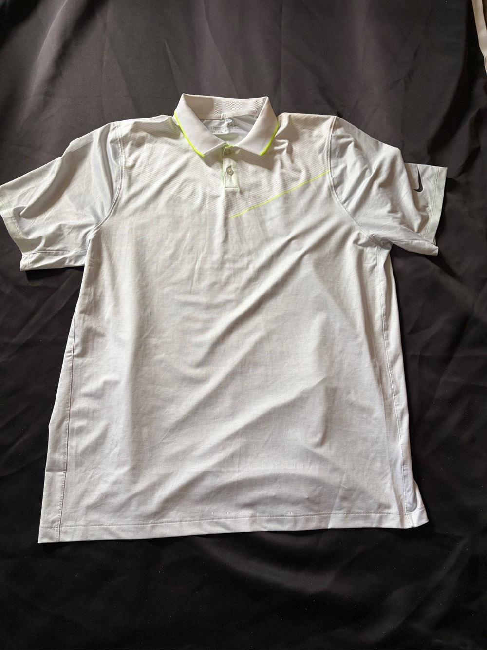 Nike White Polo with Neon Yellow Trim